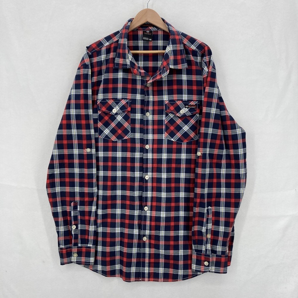 Enyce Shirt Mens 4XL Red Navy Plaid Button Down Long Sleeve Hip Hop Y2K Vintage